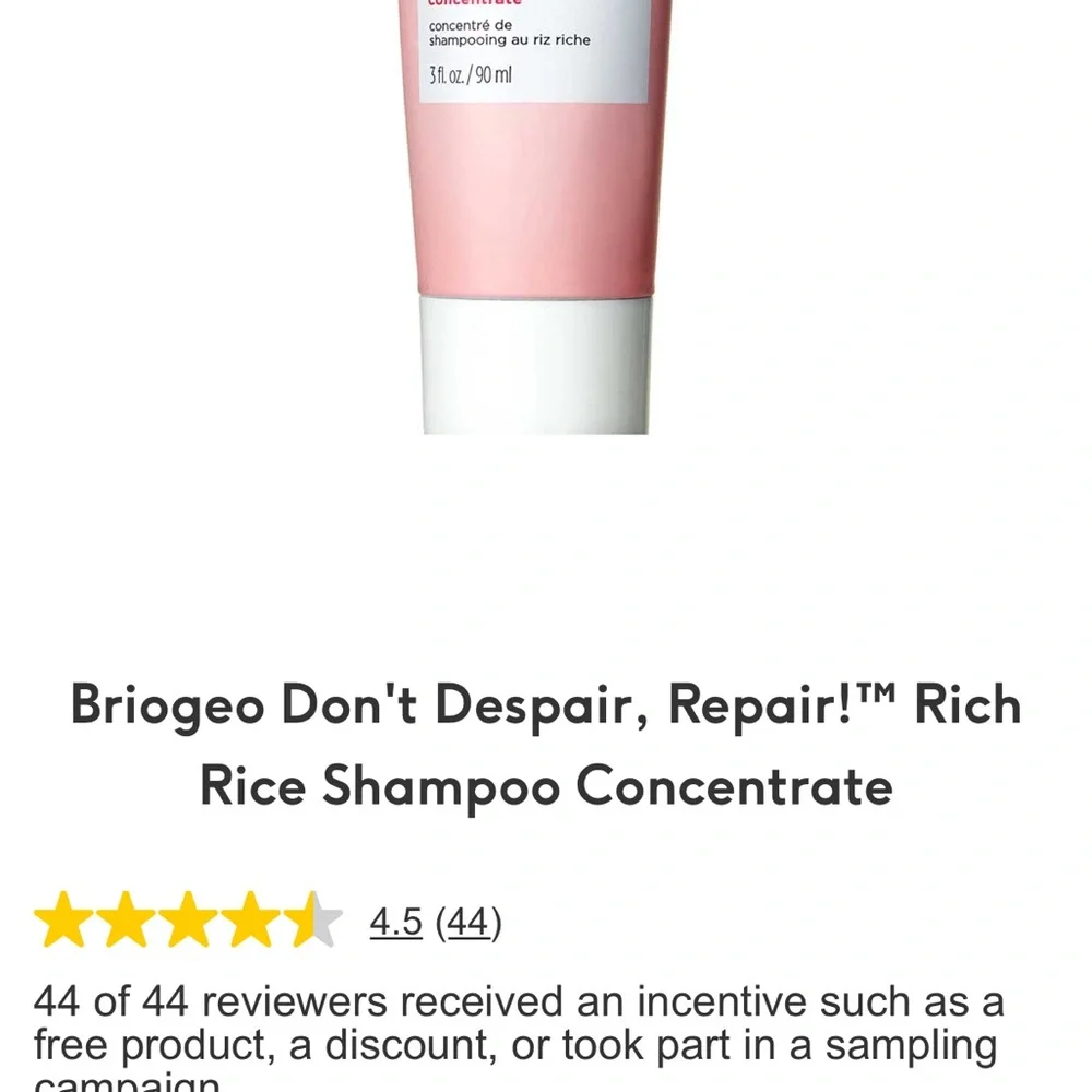 Briogeo Don’t despair Repair! Rice concentrate shampoo